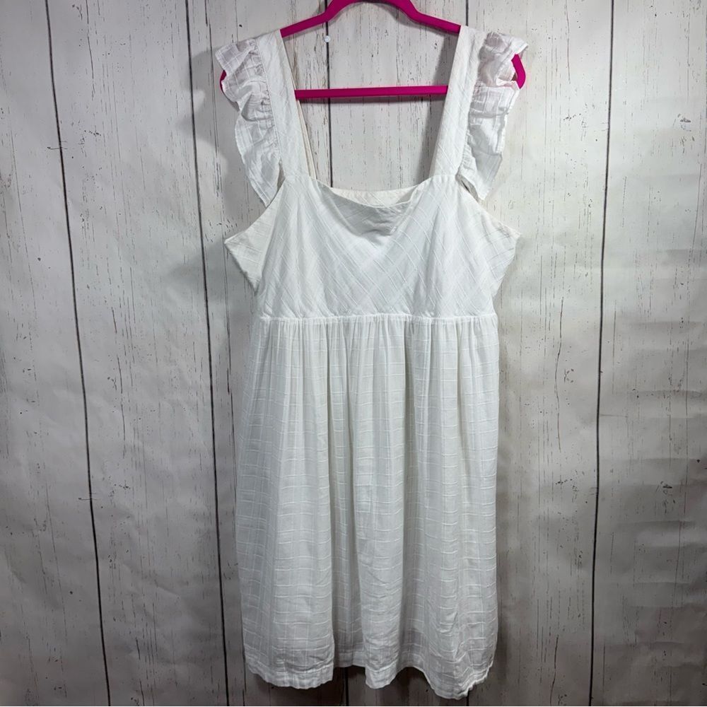 Vineyard Vines Womens White Cotton Cover Up Dress Ruffle Sleeve Textured Boho